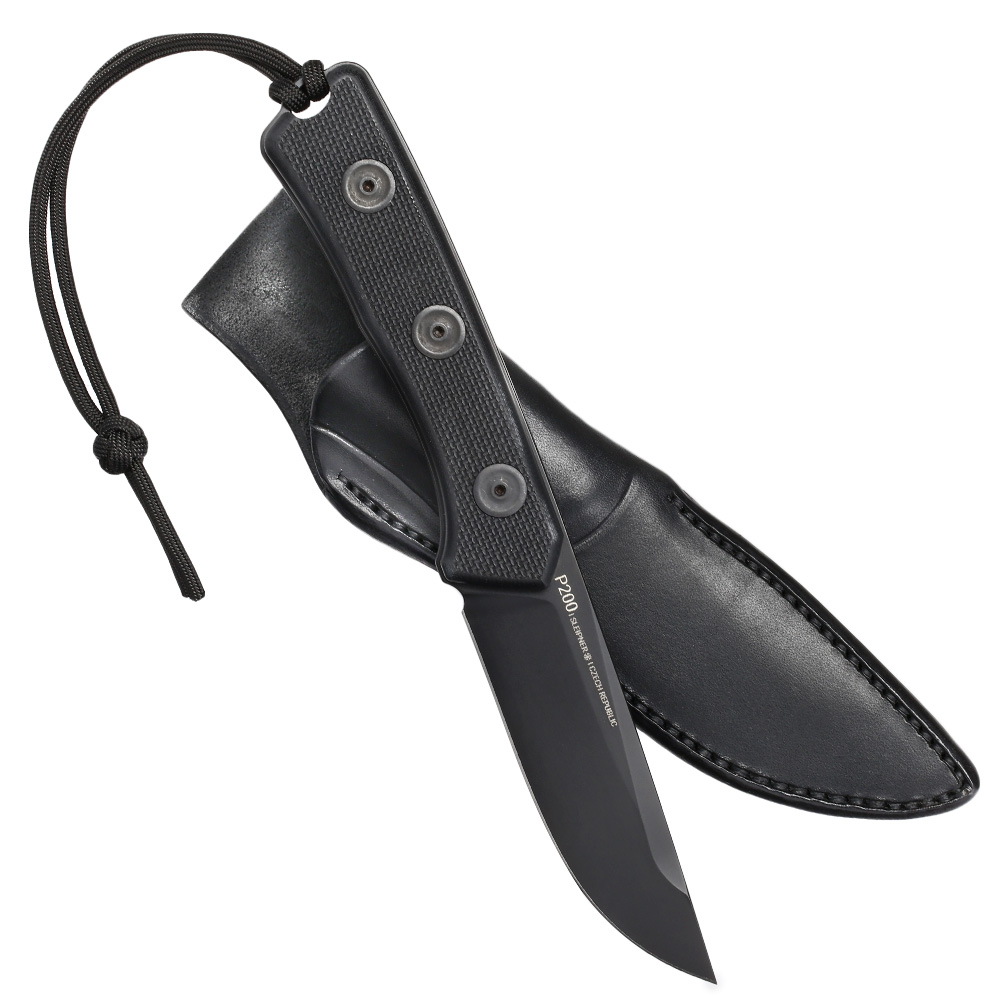 ANV Knives Outdoormesser P200 Sleipner Stahl Cerakote schwarz inkl. Lederscheide Bild 3