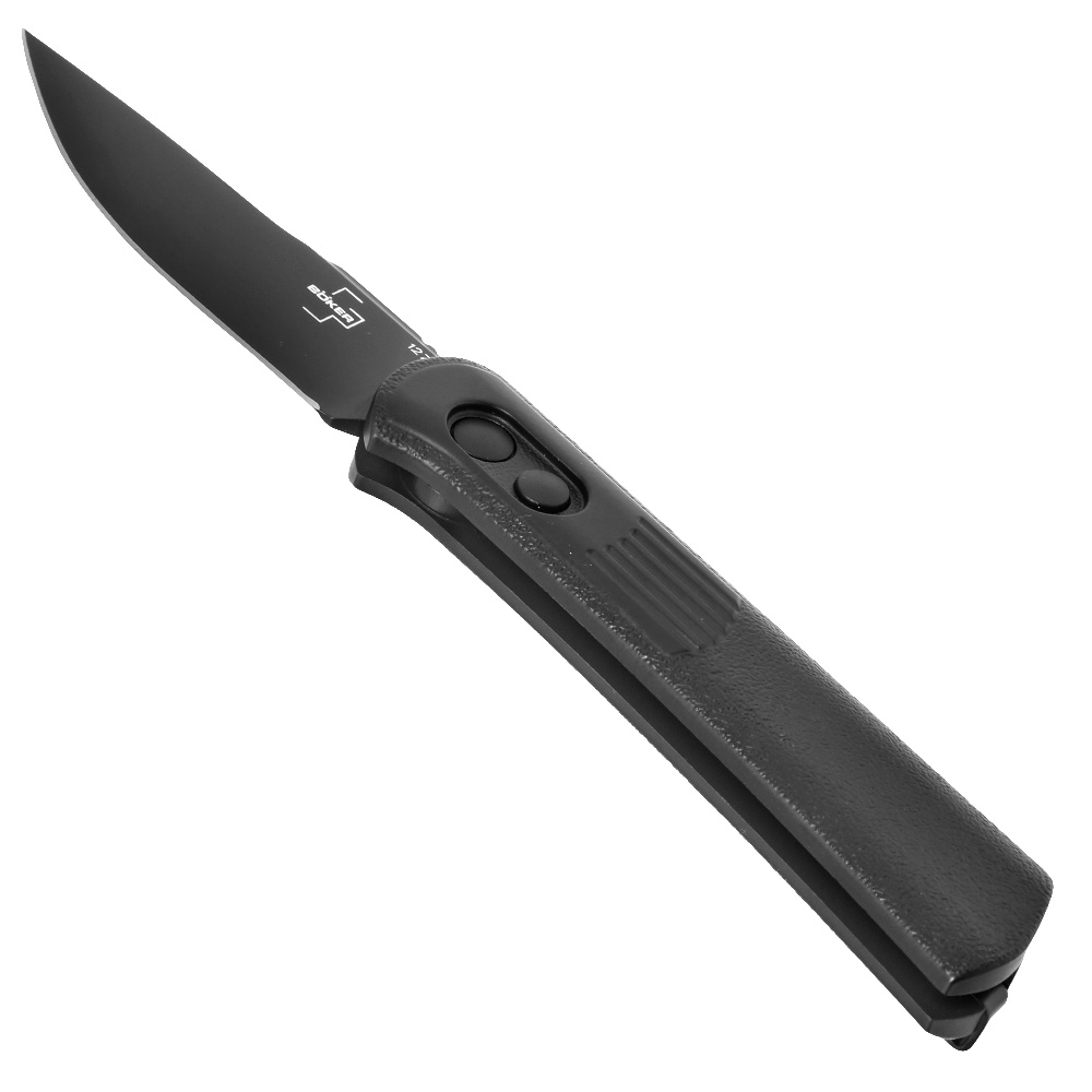 Bker Plus Springmesser Alluvial All Black D2 Stahl schwarz inkl. Grtelclip und Messertasche Bild 1