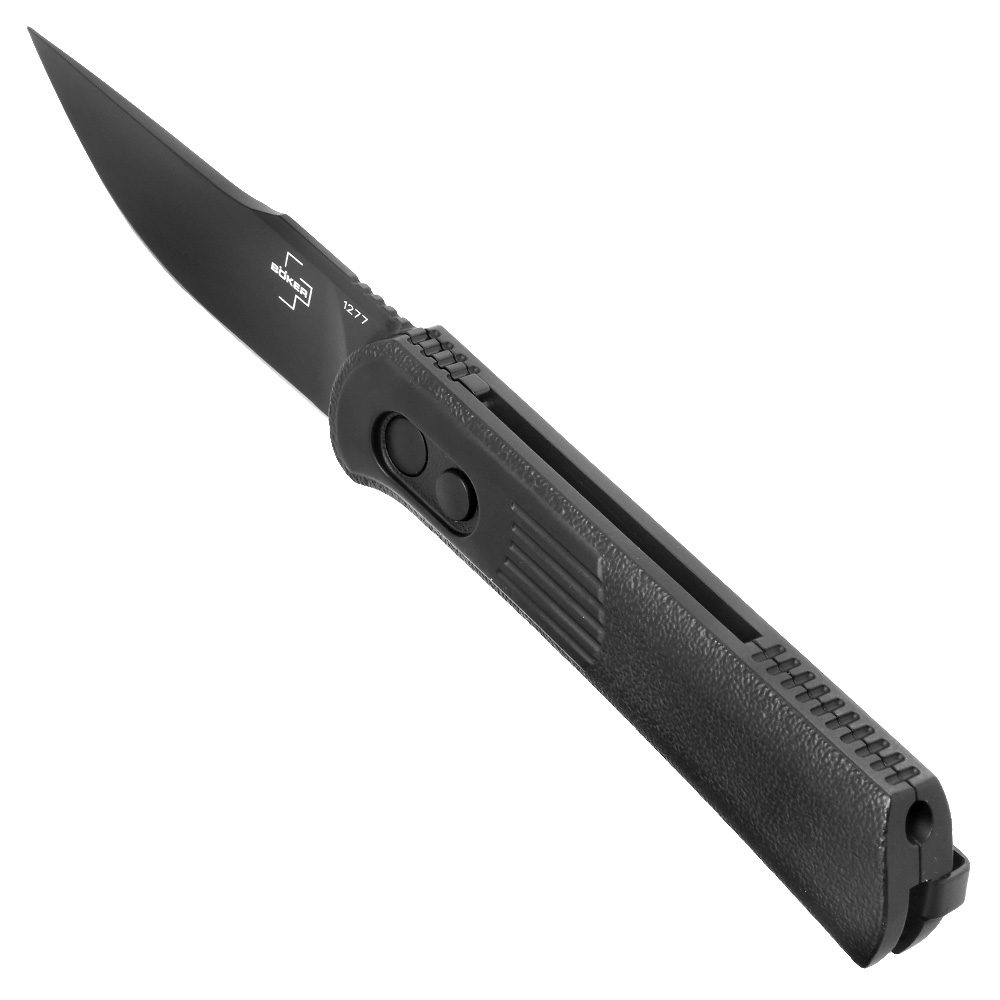 Bker Plus Springmesser Alluvial All Black D2 Stahl schwarz inkl. Grtelclip und Messertasche Bild 1