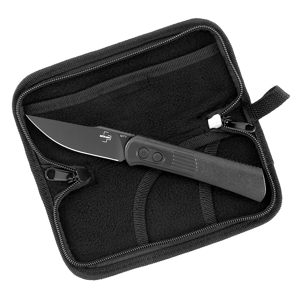 Bker Plus Springmesser Alluvial All Black D2 Stahl schwarz inkl. Grtelclip und Messertasche Bild 1