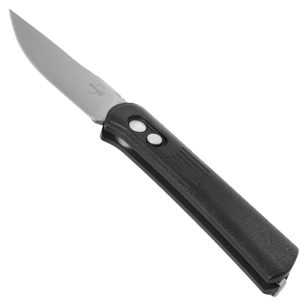 Bker Plus Springmesser Alluvial D2 Stahl satin/schwarz inkl. Grtelclip und Messertasche Bild 2