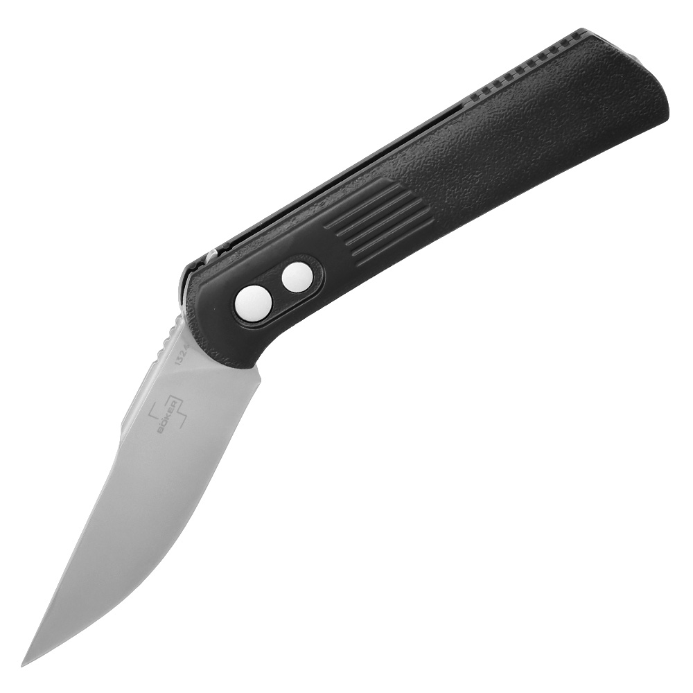 Bker Plus Springmesser Alluvial D2 Stahl satin/schwarz inkl. Grtelclip und Messertasche Bild 1