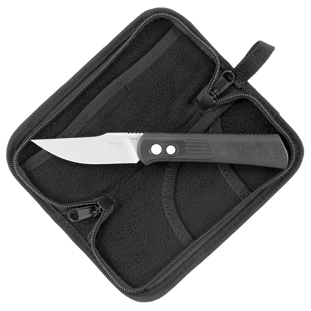 Bker Plus Springmesser Alluvial D2 Stahl satin/schwarz inkl. Grtelclip und Messertasche Bild 7