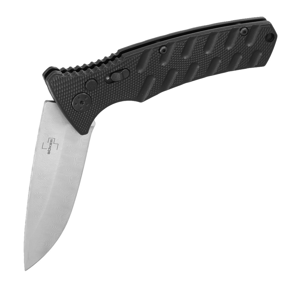 Bker Plus Springmesser Strike Damast silber/schwarz inkl. Grtelclip und Messertasche Bild 1