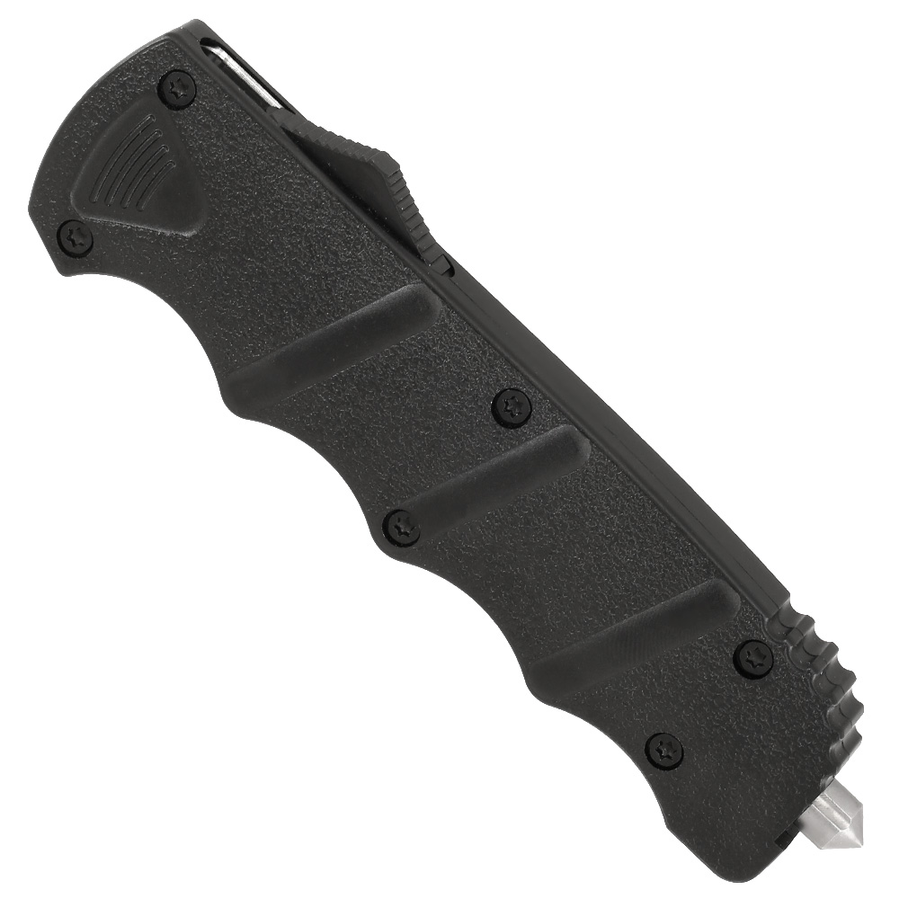 Bker Plus Rettungsmesser Rescue OTF 2.0 D2 Stahl schwarz inkl. Grtelclip, Glasbrecher und Messertasche Bild 1