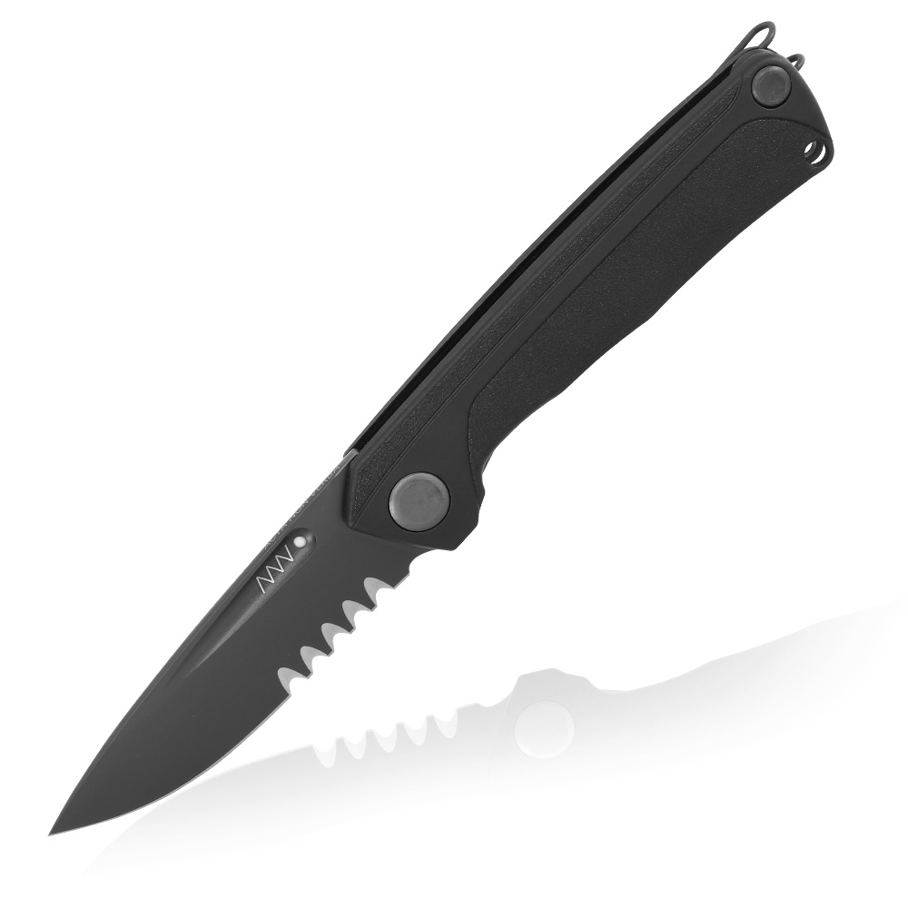 ANV Knives Taschenmesser Z200 mit Sgezahnung Sleipner Stahl schwarz inkl. Grtelclip