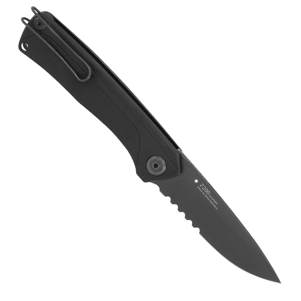 ANV Knives Taschenmesser Z200 mit Sgezahnung Sleipner Stahl schwarz inkl. Grtelclip Bild 1
