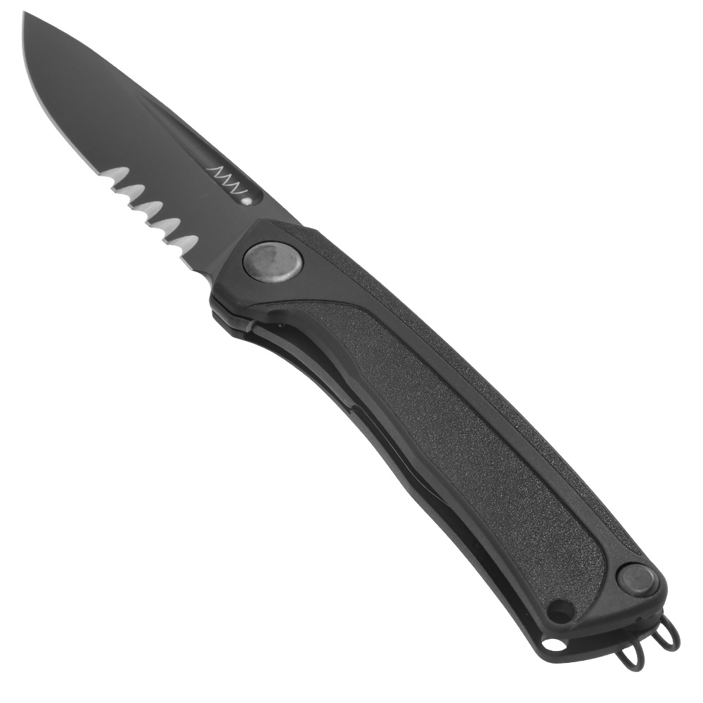 ANV Knives Taschenmesser Z200 mit Sgezahnung Sleipner Stahl schwarz inkl. Grtelclip Bild 2
