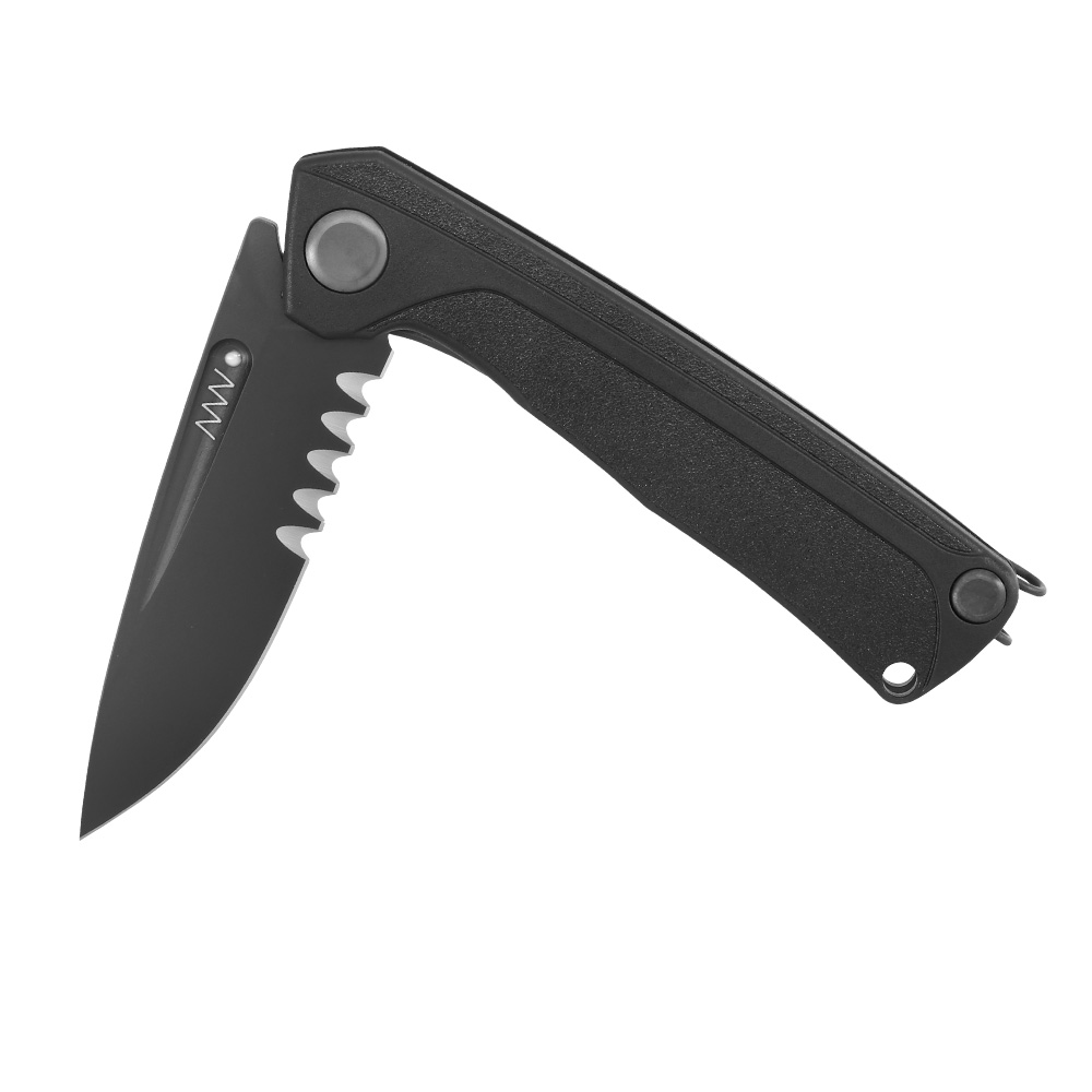 ANV Knives Taschenmesser Z200 mit Sgezahnung Sleipner Stahl schwarz inkl. Grtelclip Bild 3