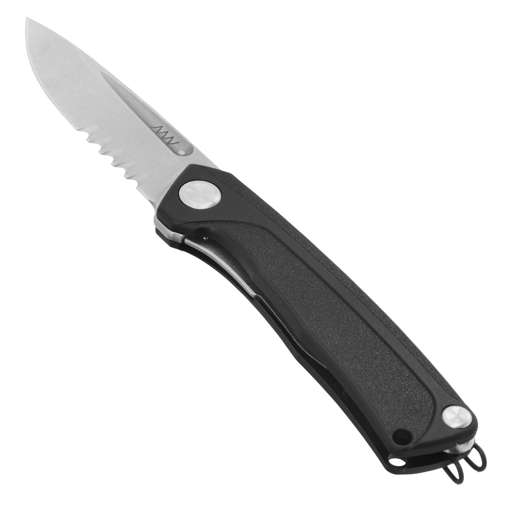 ANV Knives Taschenmesser Z200 BB mit Sgezahnung Sleipner Stahl schwarz/stonewash inkl. Grtelclip Bild 2