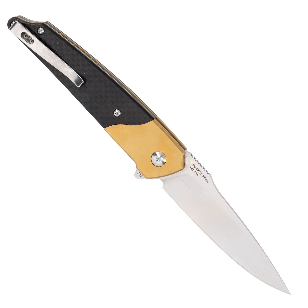 Amare Knives Einhandmesser Pocket Peak gold inkl. Grtelclip Bild 1