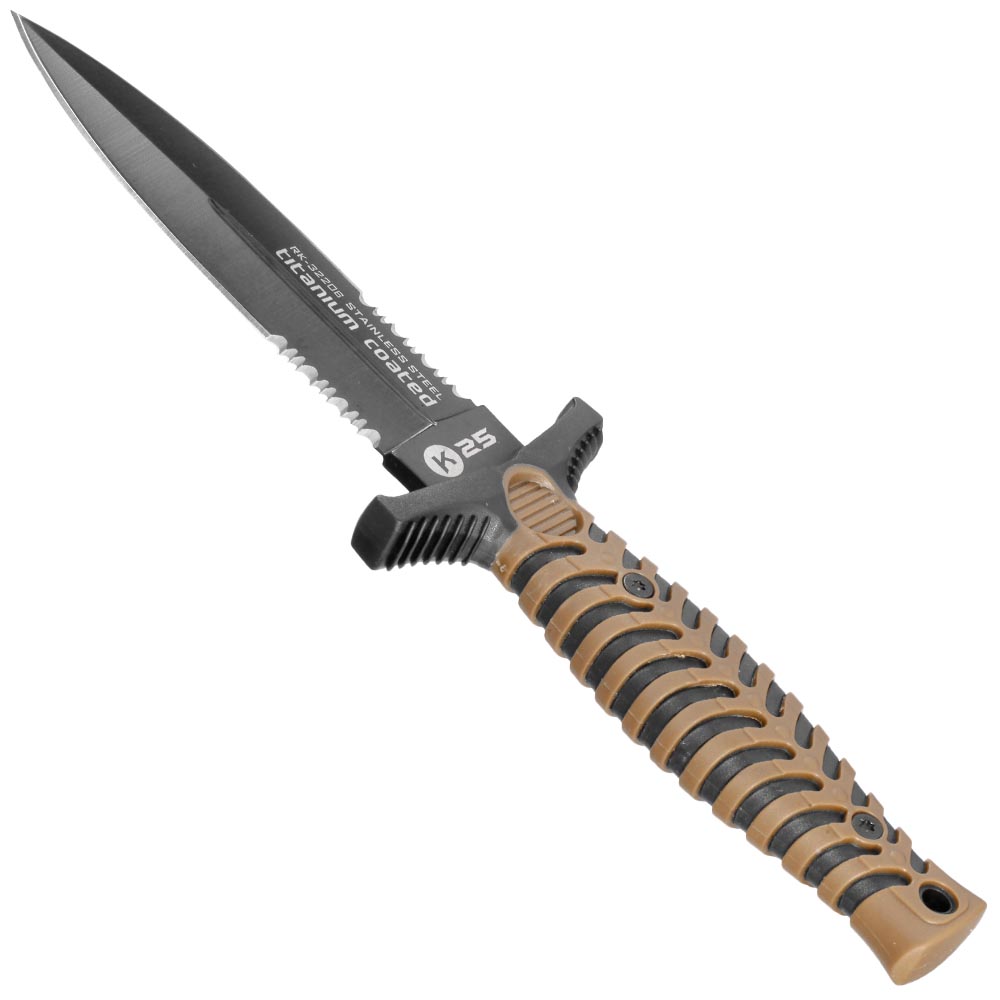 K25 Messer Tactical III titanbeschichtet teilsgezahnung schwarz/coyote inkl. Nylon-Grtelscheide Bild 2