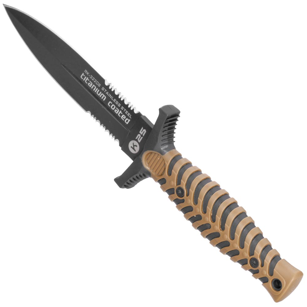 K25 Messer Tactical III titanbeschichtet teilsgezahnung schwarz/coyote inkl. Nylon-Grtelscheide Bild 6