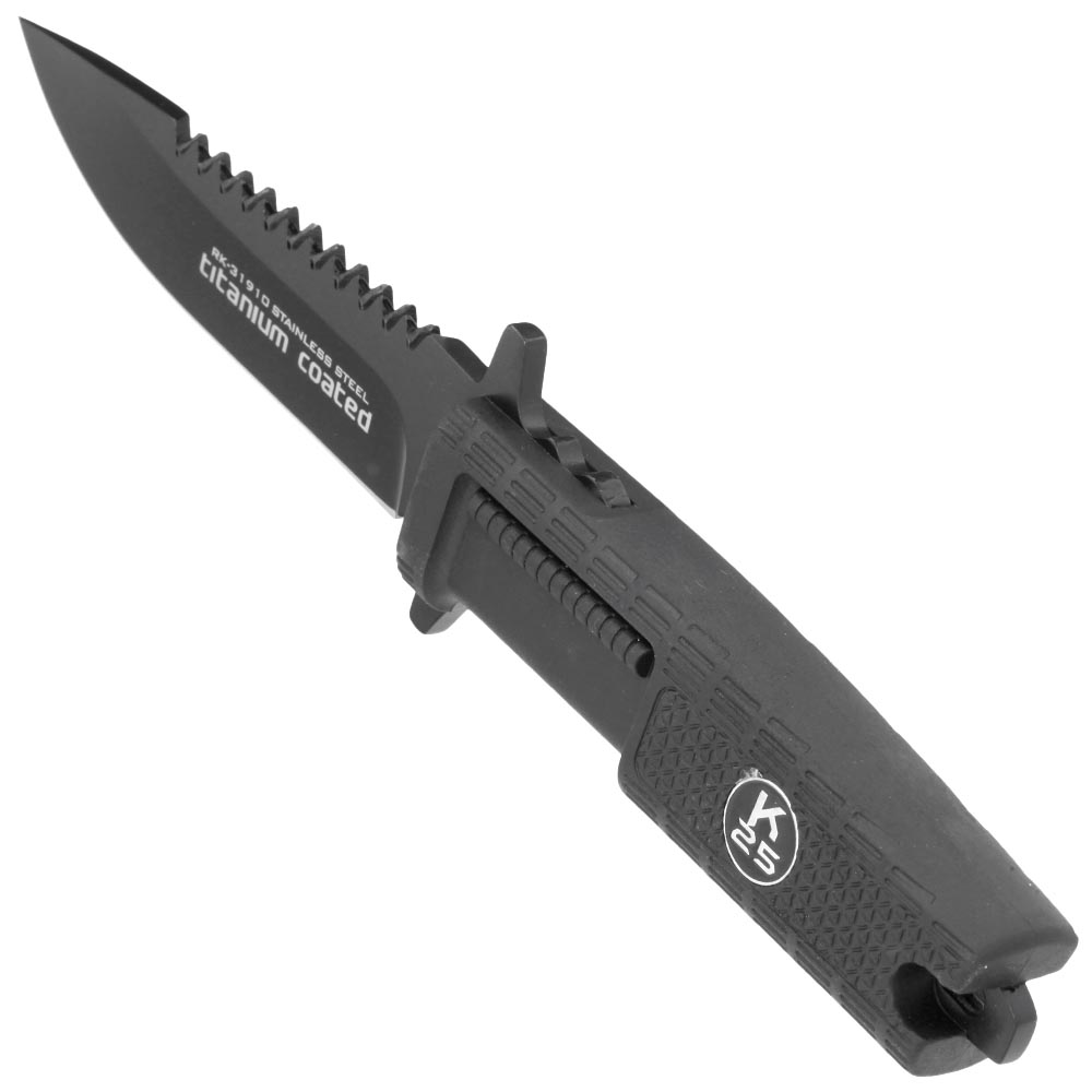 K25 Outdoormesser Tactical II titanbeschichtet schwarz mit Sgezahnung inkl. Nylon-Grtelscheide Bild 6