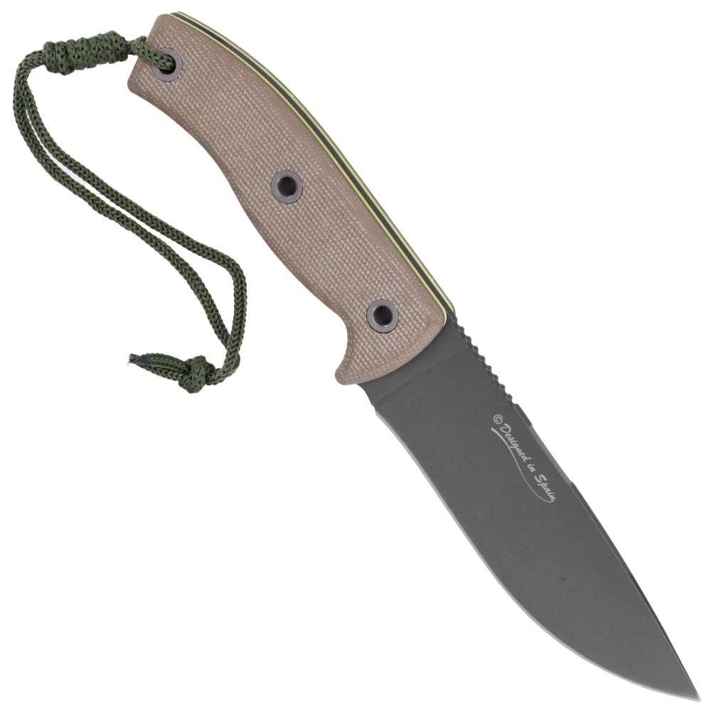 K25 Outdoormesser Army K47 titanbeschichtet grau/tan inkl. Leder-Grtelscheide und Feuerstarter Bild 1