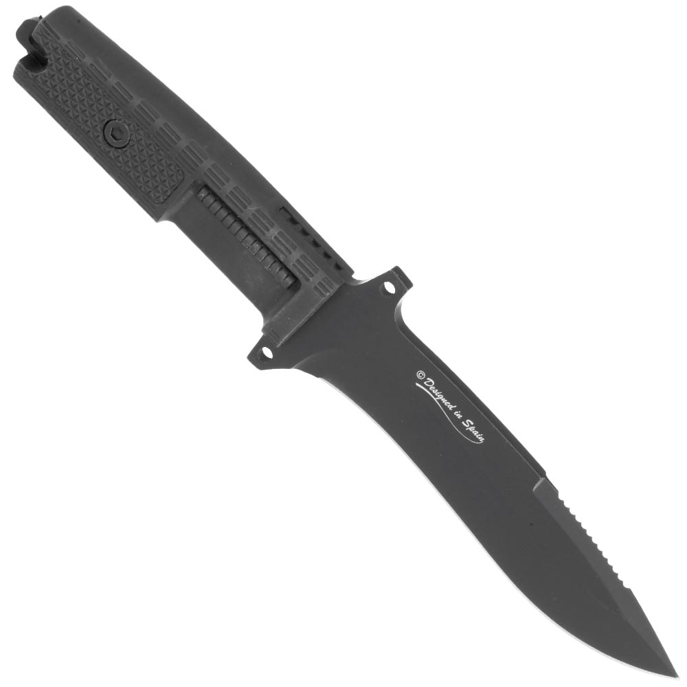 K25 Outdoormesser Tactical titanbeschichtet schwarz mit Teilsgezahnung inkl. Nylon-Grtelscheide Bild 1