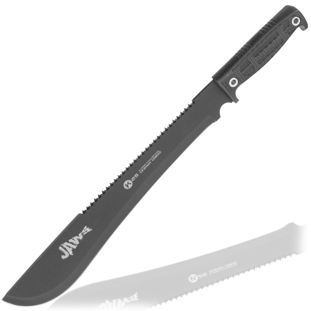 K25 Machete Jaws titanbeschichtet Sgezahnung schwarz inkl. Nylon-Grtelscheide