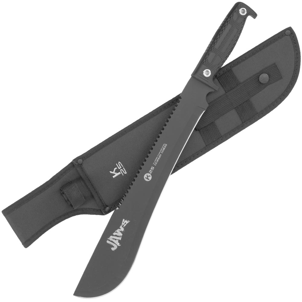 K25 Machete Jaws titanbeschichtet Sgezahnung schwarz inkl. Nylon-Grtelscheide Bild 3