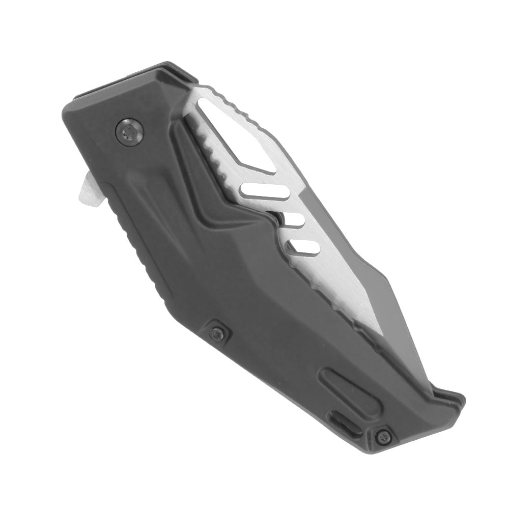 K25 Einhandmesser Android-1 silber/schwarz mit Flipper inkl. Nylonscheide mit Molle Schlaufen Bild 5