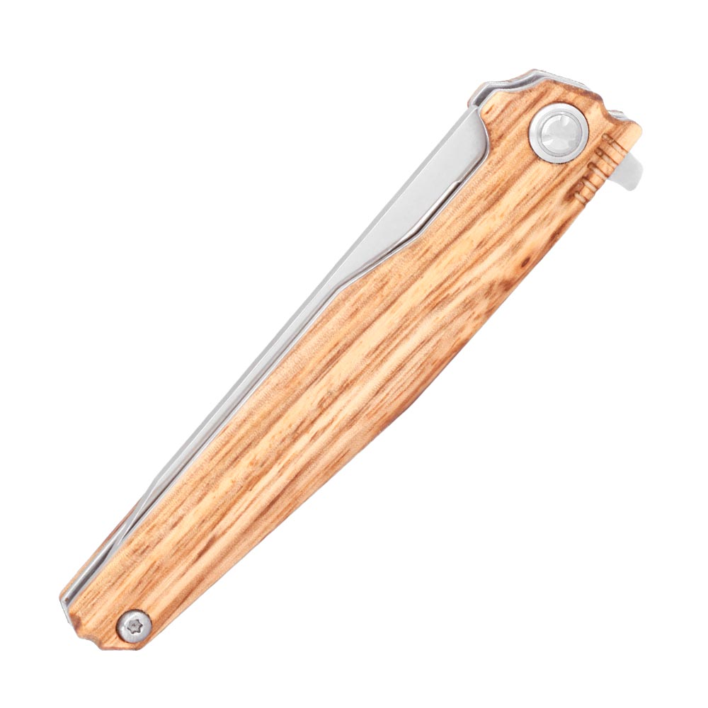 Haller Select Einhandmesser II mit Holzgriffschalen silber inkl. Gürtelclip Bild 4