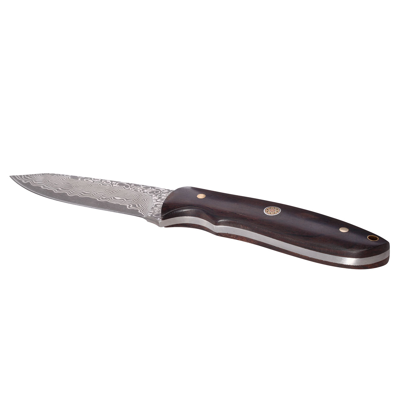 Magnum Outdoormesser Vernery Damast mit Ebenholzgriffschalen inkl. Lederscheide Bild 2