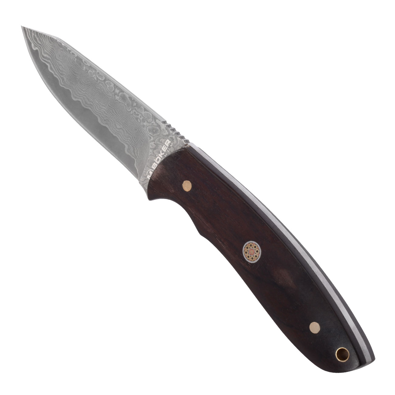 Magnum Outdoormesser Vernery Damast mit Ebenholzgriffschalen inkl. Lederscheide Bild 6