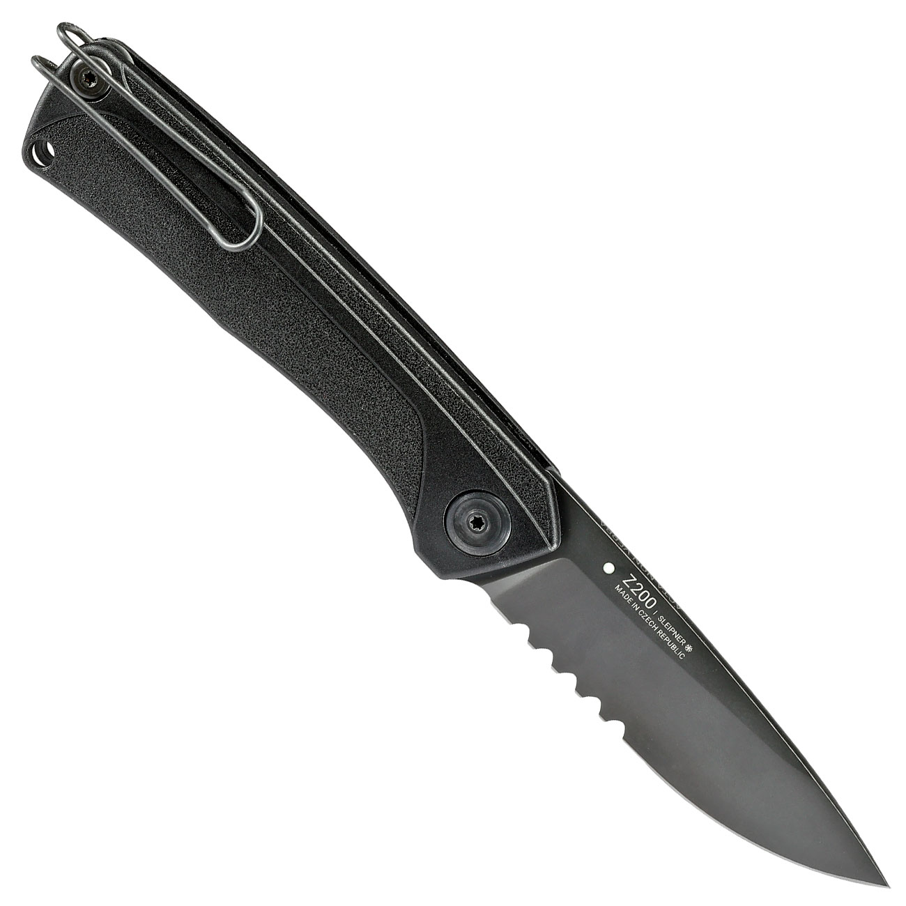 ANV Knives Taschenmesser Z200 BB mit Sgezahnung Sleipner Stahl schwarz inkl. Grtelclip Bild 1