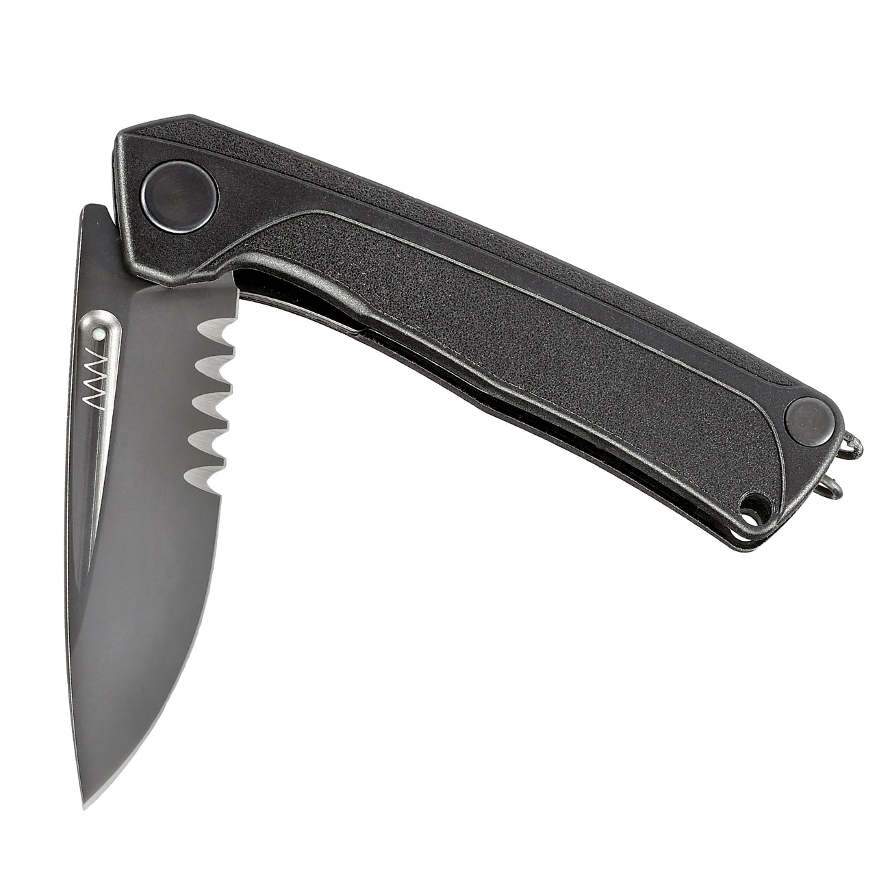ANV Knives Taschenmesser Z200 BB mit Sgezahnung Sleipner Stahl schwarz inkl. Grtelclip Bild 3