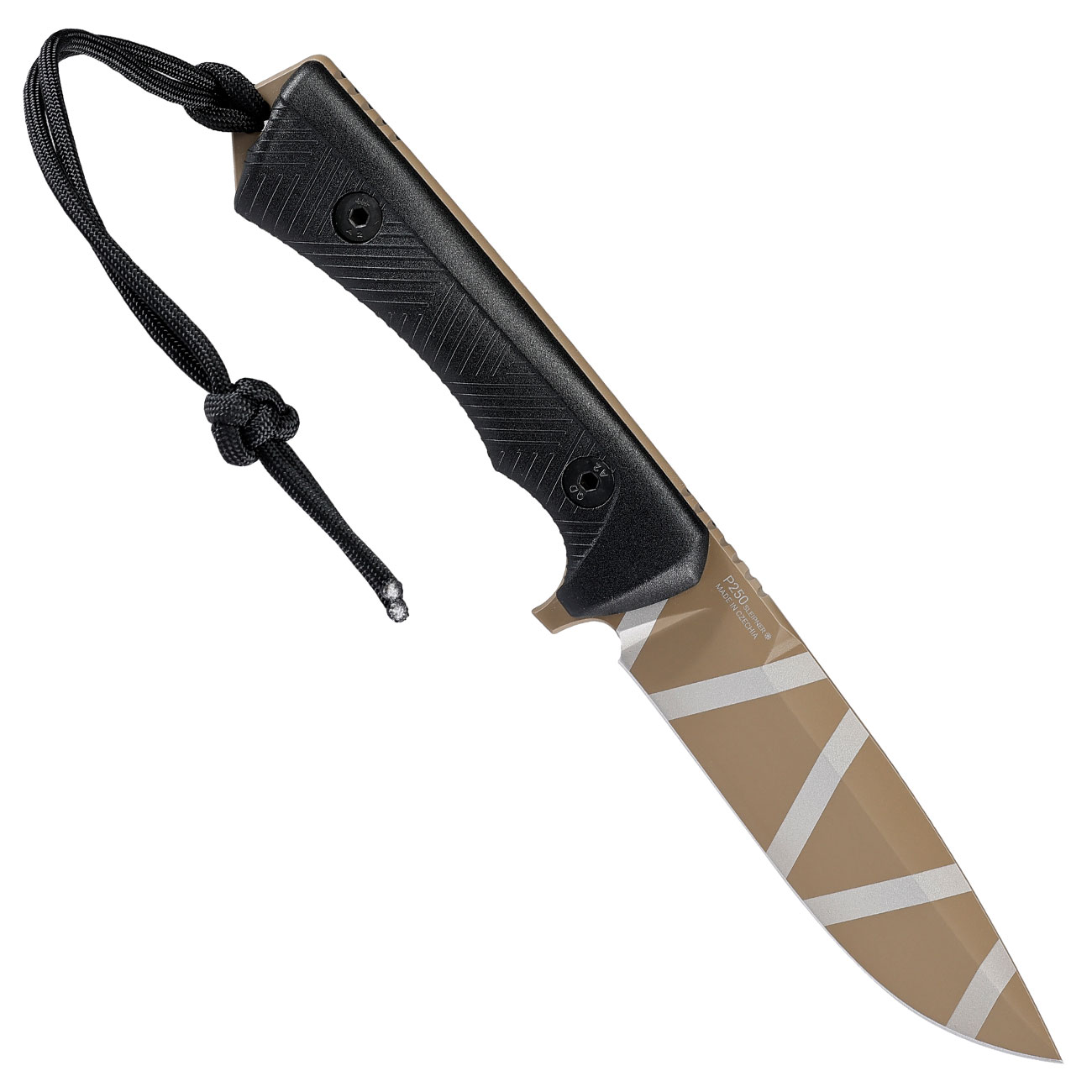 ANV Knives Outdoormesser P250 Sleipner Stahl Cerakote schwarz/coyote camo inkl. Kydexscheide Bild 1