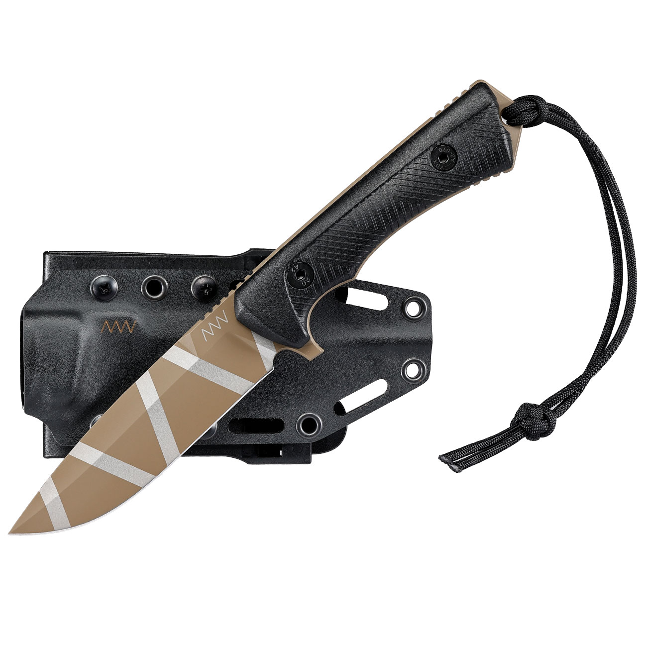 ANV Knives Outdoormesser P250 Sleipner Stahl Cerakote schwarz/coyote camo inkl. Kydexscheide Bild 3