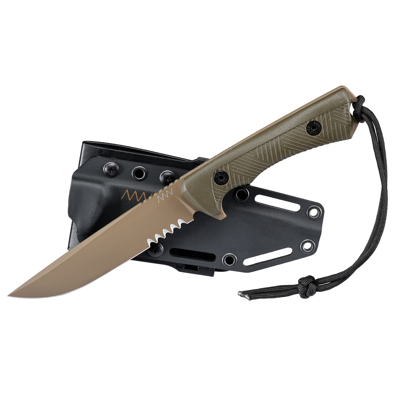 ANV Knives Outdoormesser P300 mit Sgezahnung Sleipner Stahl Cerakote oliv/coyote inkl. Kydexscheide Bild 3