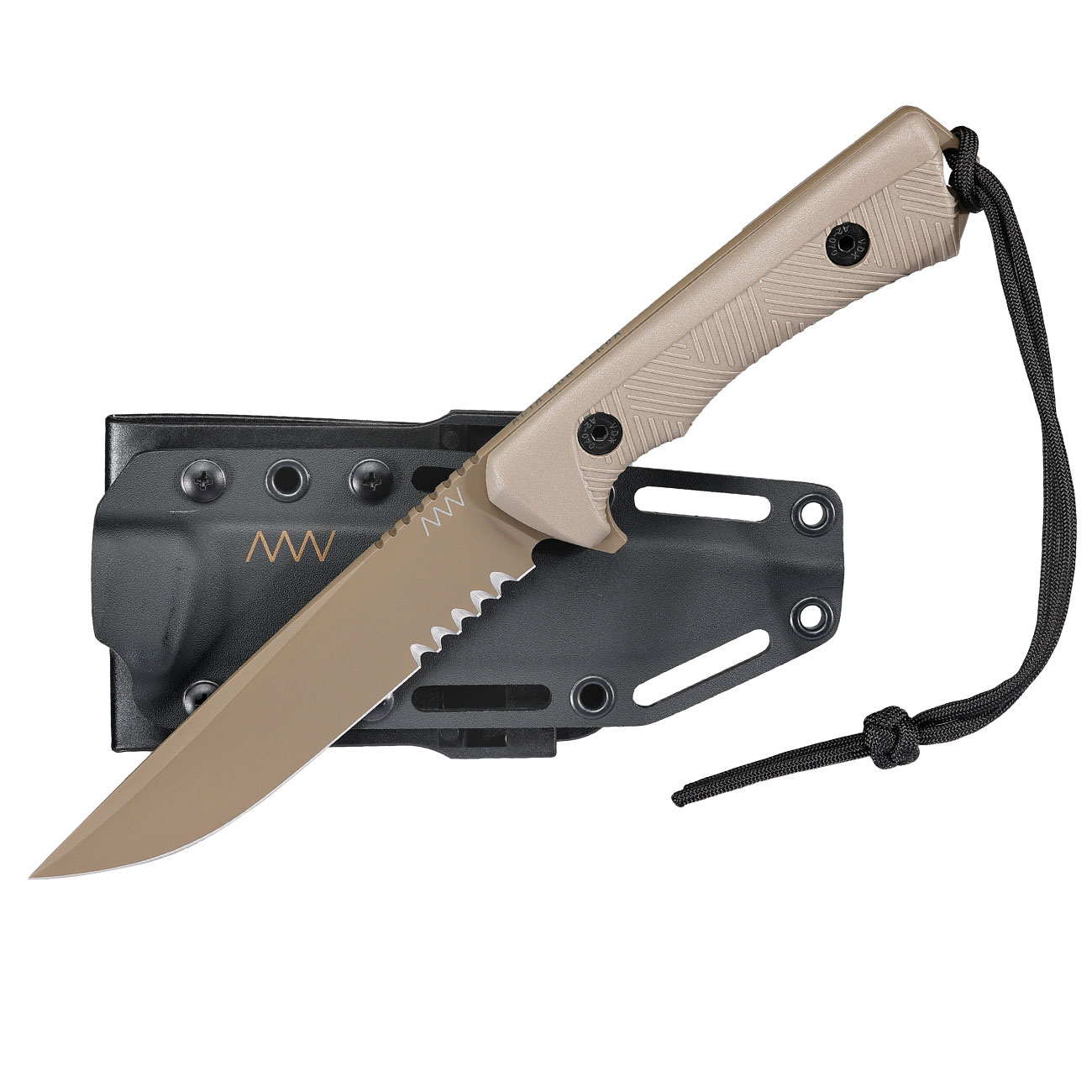 ANV Knives Outdoormesser P300 mit Sgezahnung Sleipner Stahl Cerakote coyote inkl. Kydexscheide Bild 3