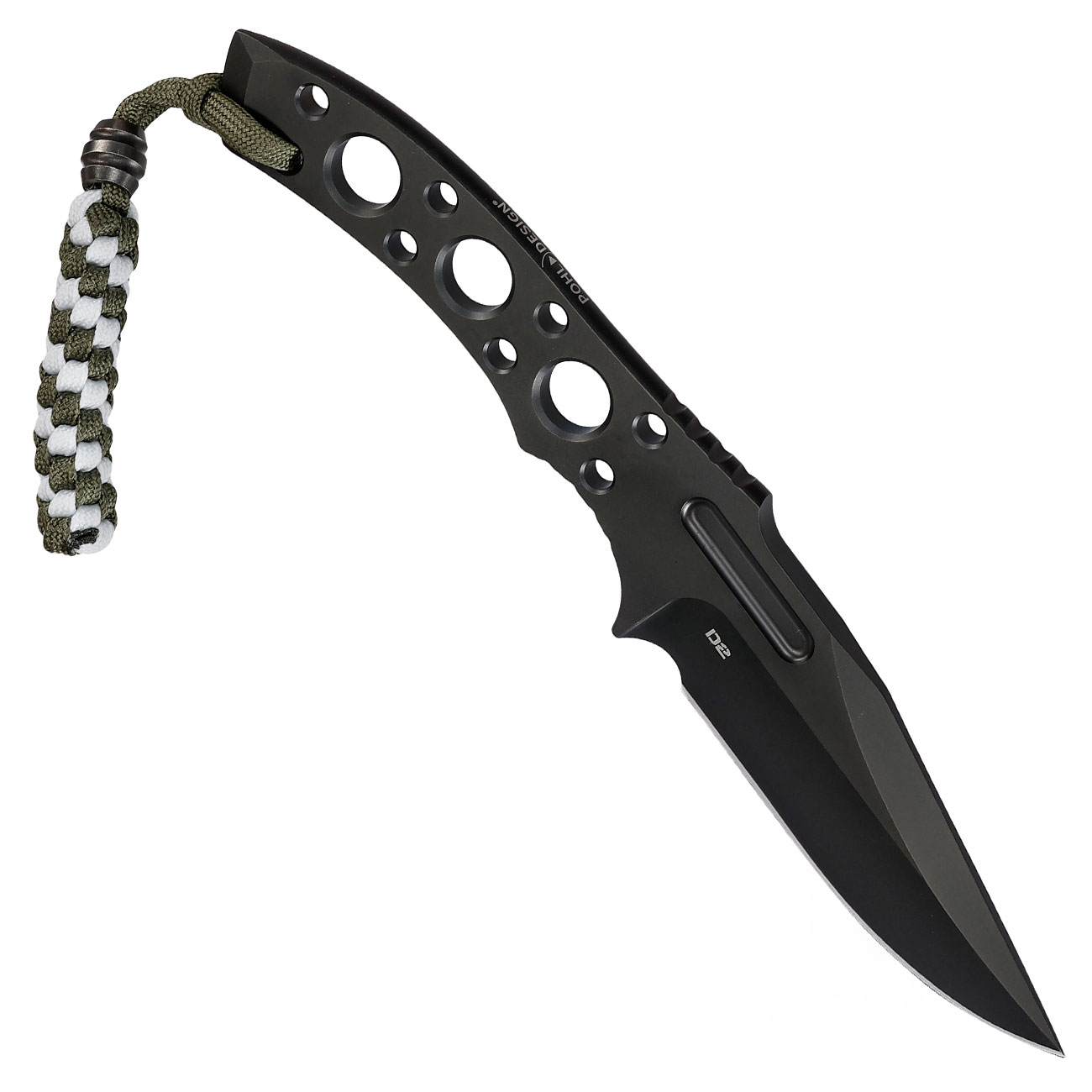 Pohl Force Outdoormesser Charlie Two BK Gen2 schwarz inkl. Kydexscheide und nachleuchtendem Lanyard Bild 1