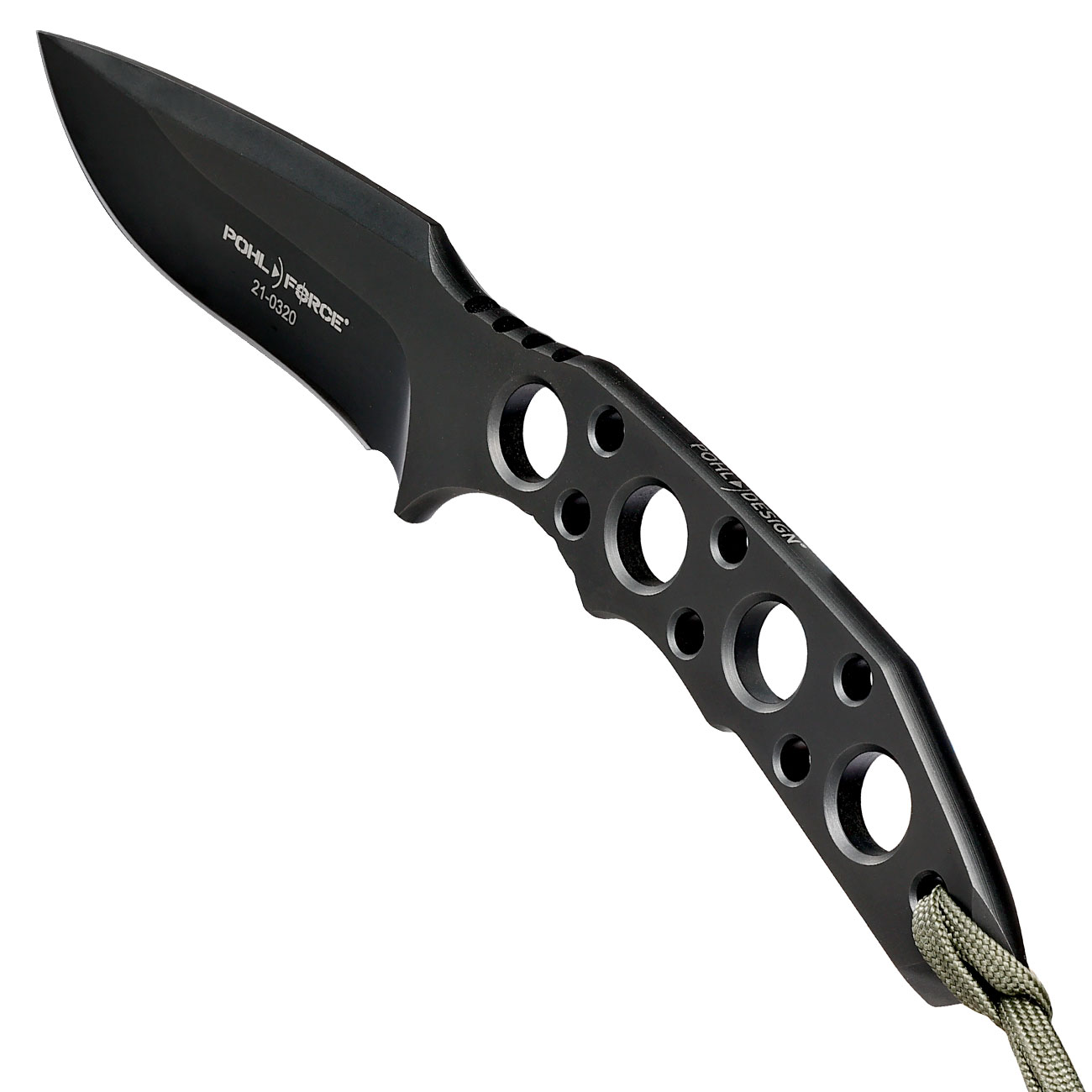 Pohl Force Outdoormesser Charlie Three BK Gen2 schwarz inkl. Kydexscheide und nachleuchtendem Lanyard Bild 6