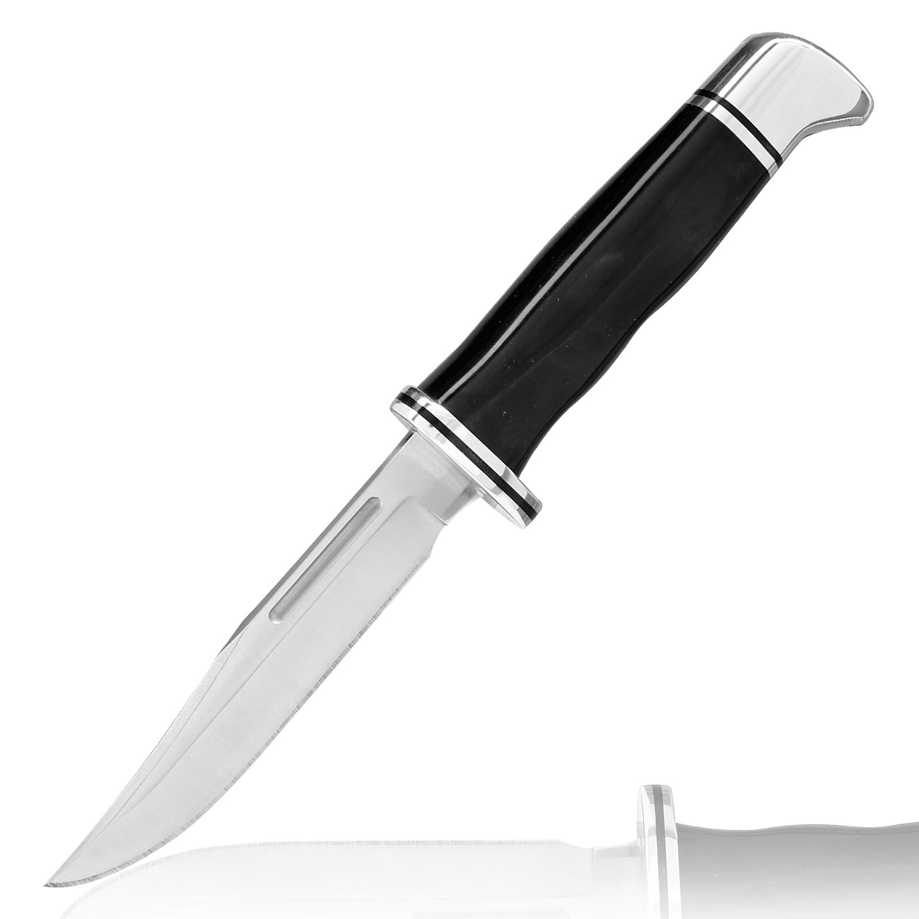 Buck Bowiemesser 117 Brahma schwarz/silber inkl. Lederscheide