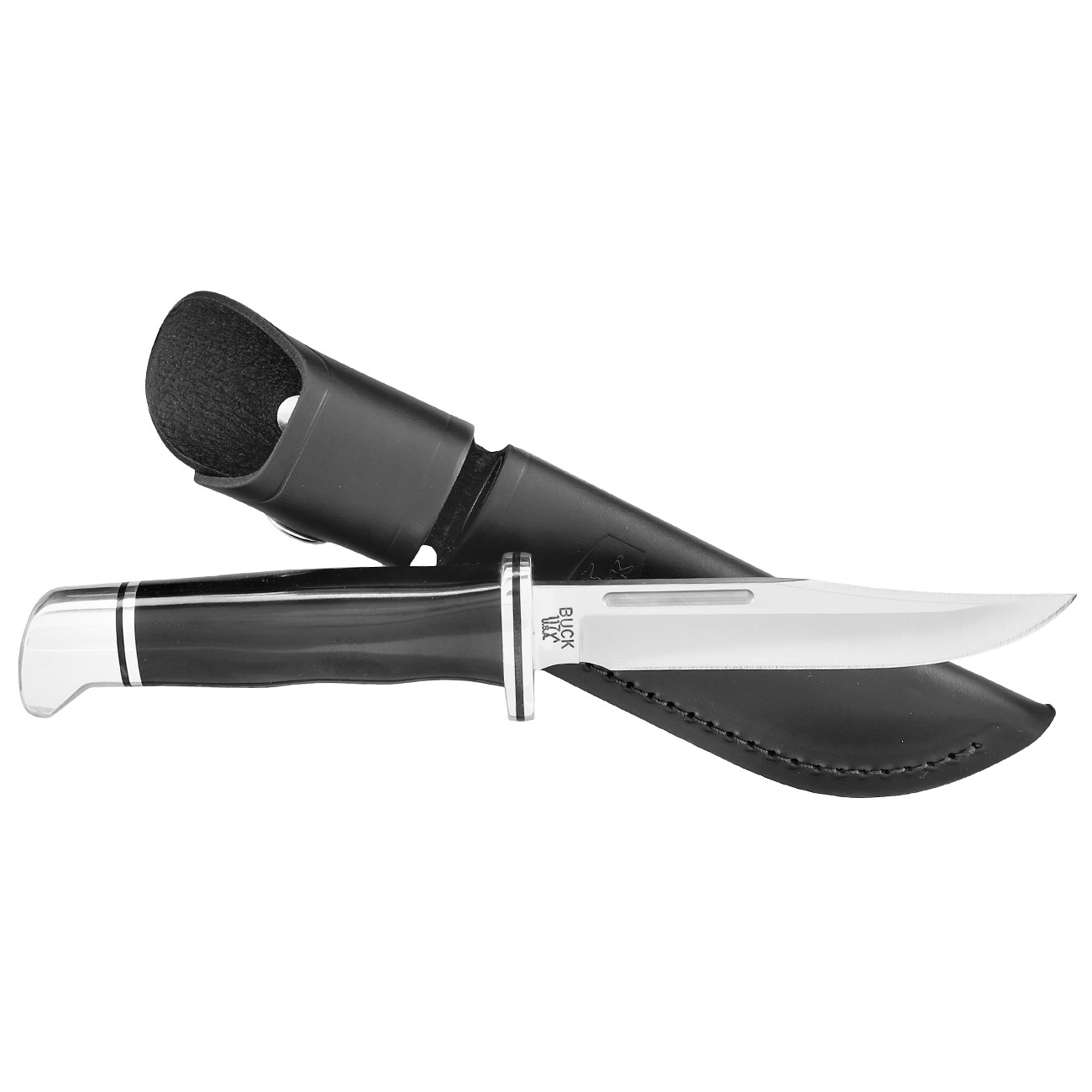 Buck Bowiemesser 117 Brahma schwarz/silber inkl. Lederscheide Bild 3