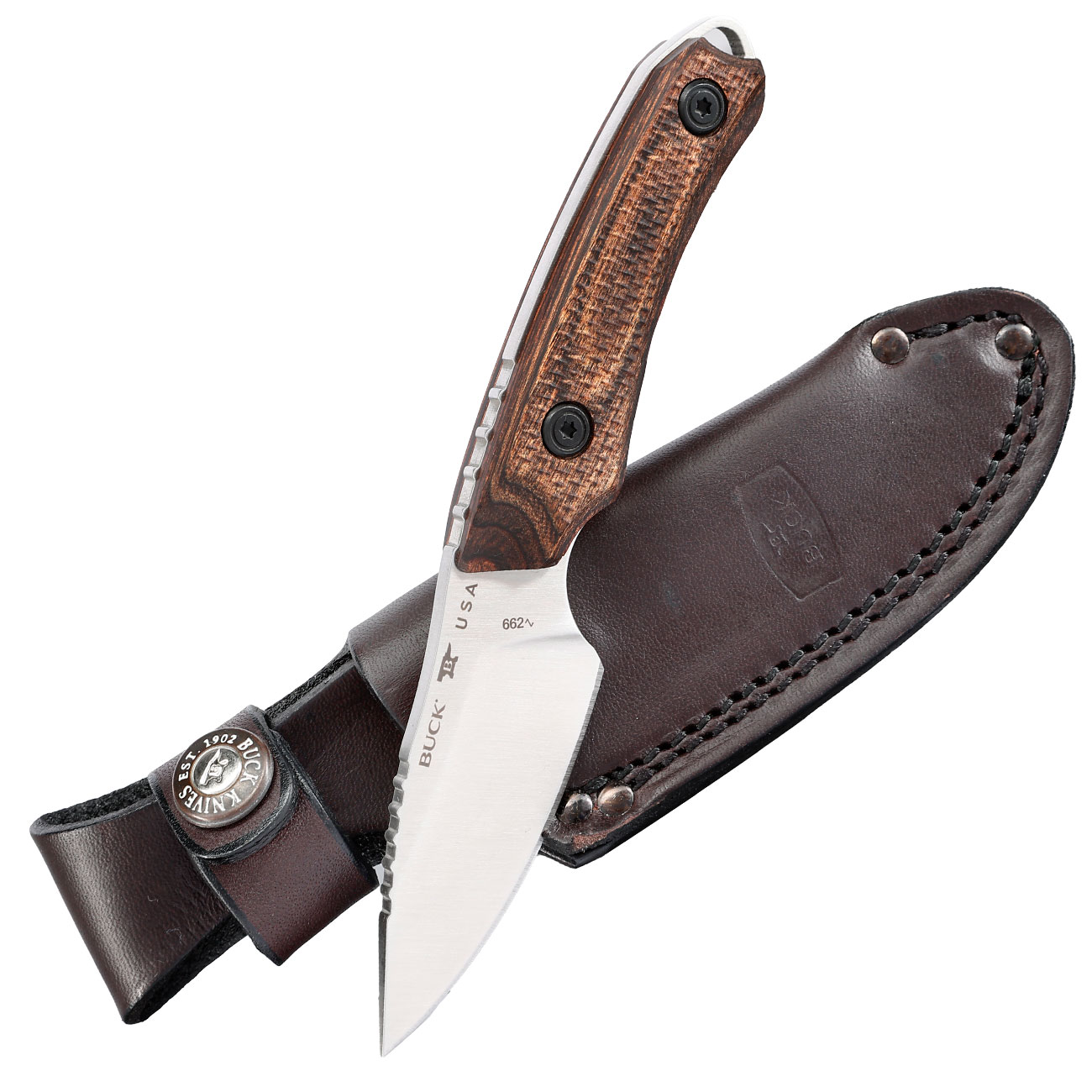 Buck Outdoormesser 662 Alpha Scout Pro Walnussholzgriff inkl. Lederscheide Bild 3