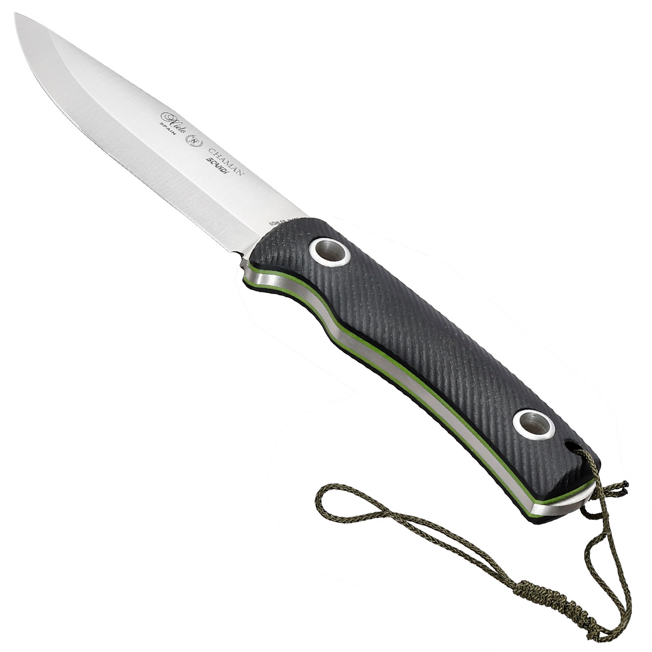 Nieto Outdoormesser Chaman Scandi schwarz/silber inkl. Lederscheide Bild 2