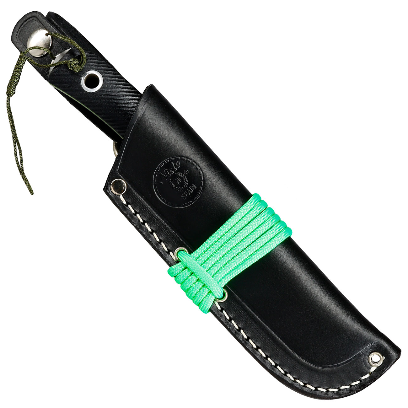 Nieto Outdoormesser Chaman Scandi schwarz/silber inkl. Lederscheide Bild 4