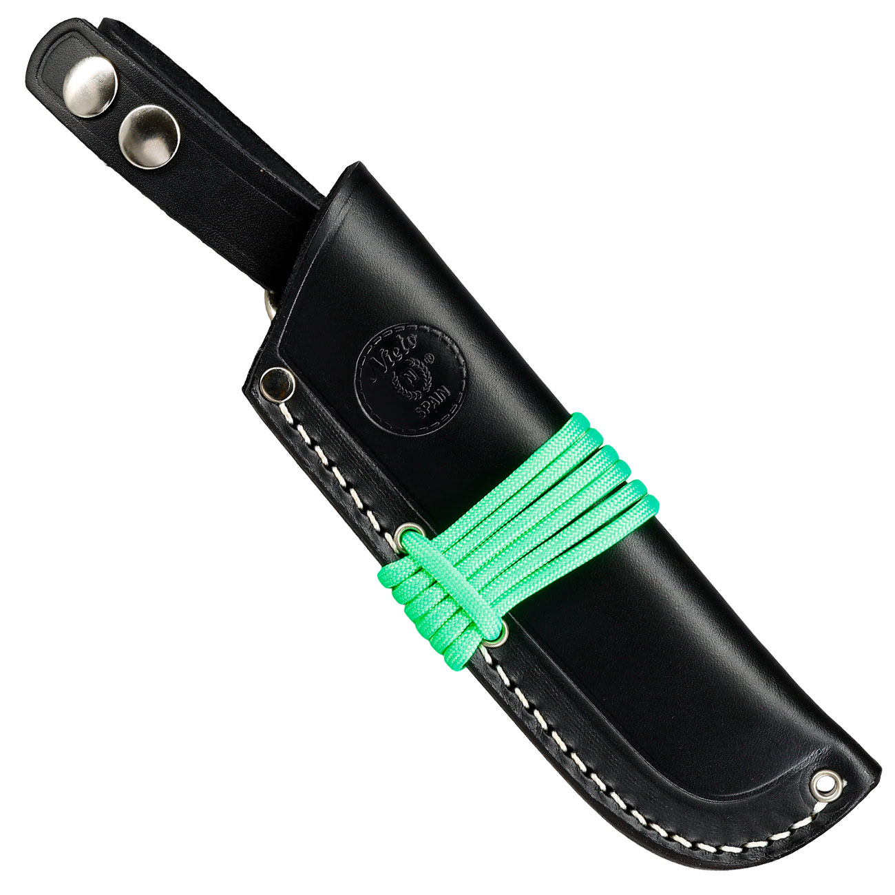 Nieto Outdoormesser Chaman Scandi schwarz/silber inkl. Lederscheide Bild 5