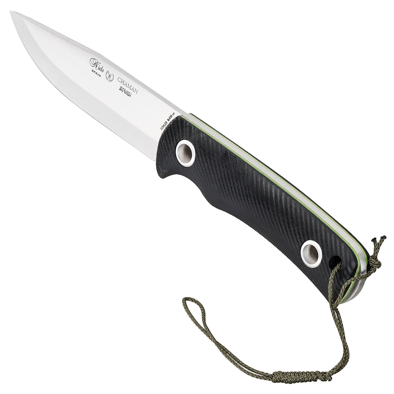 Nieto Outdoormesser Chaman Scandi schwarz/silber inkl. Lederscheide Bild 6