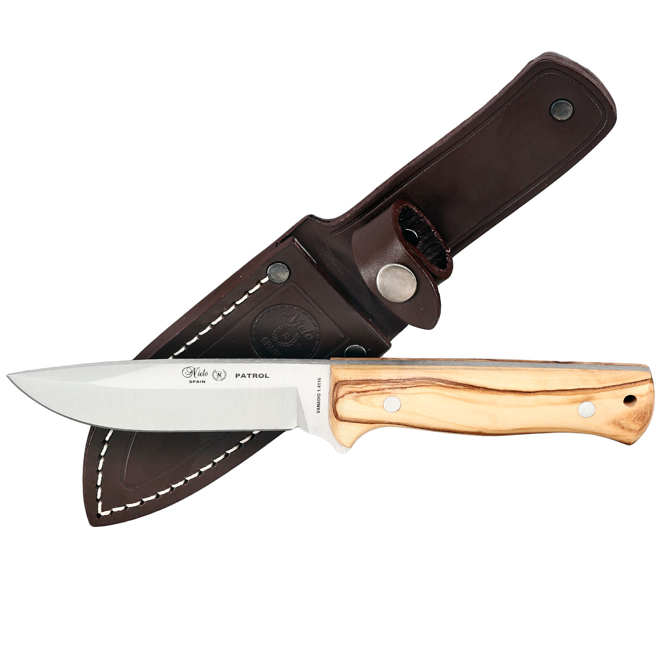 Nieto Outdoormesser Patrol braun/silber inkl. Lederscheide Bild 3