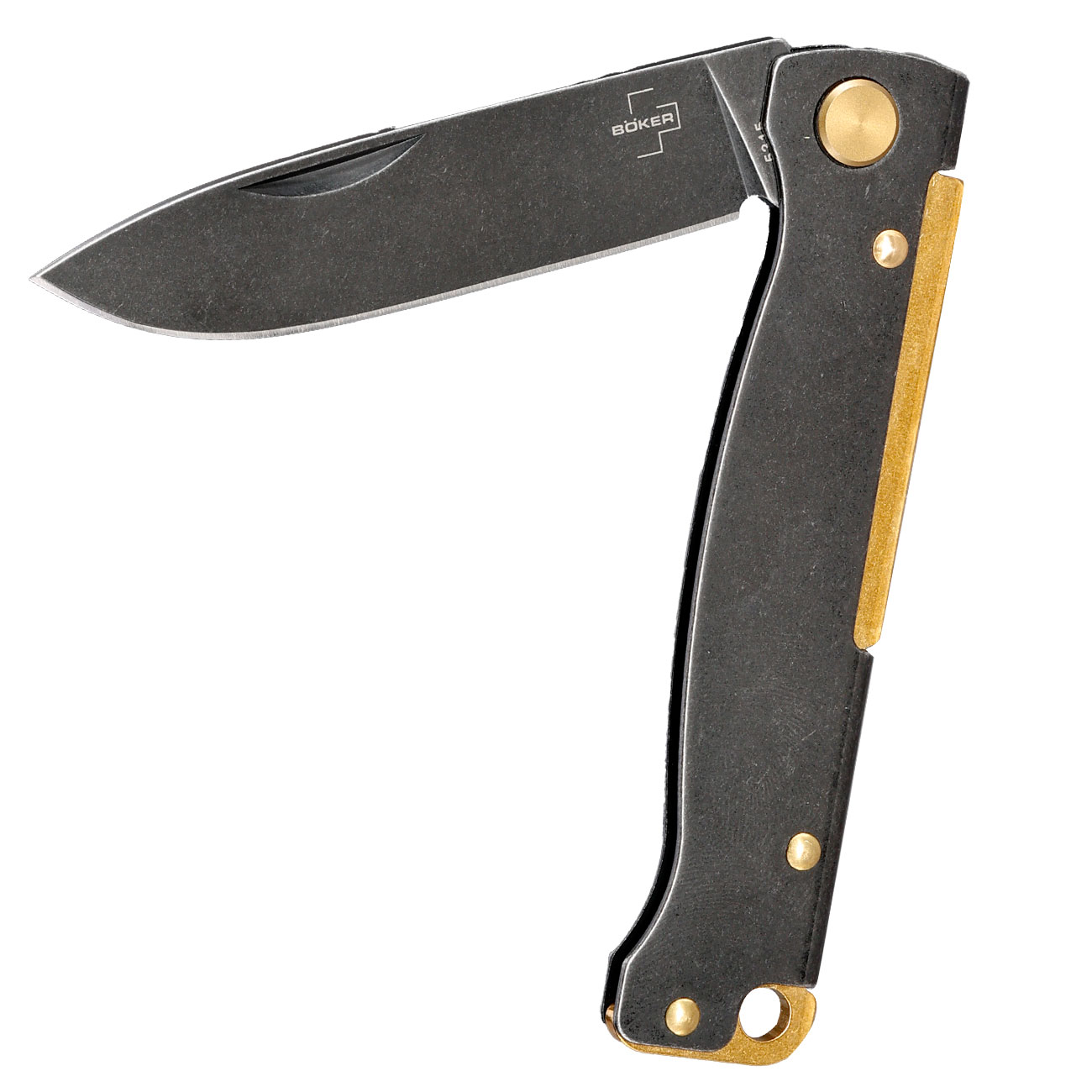 Bker Plus Taschenmesser Atlas SW black stonewash brass inkl. Grtelclip Bild 3