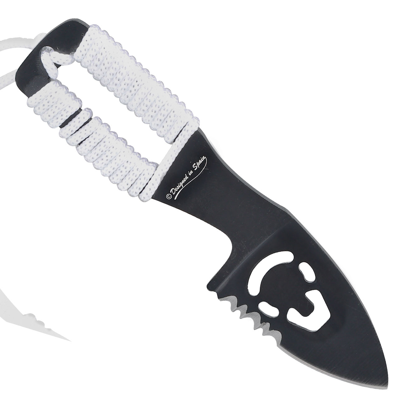 Neck Knife Skull schwarz/wei inkl. Kydexscheide mit Kordel Bild 1