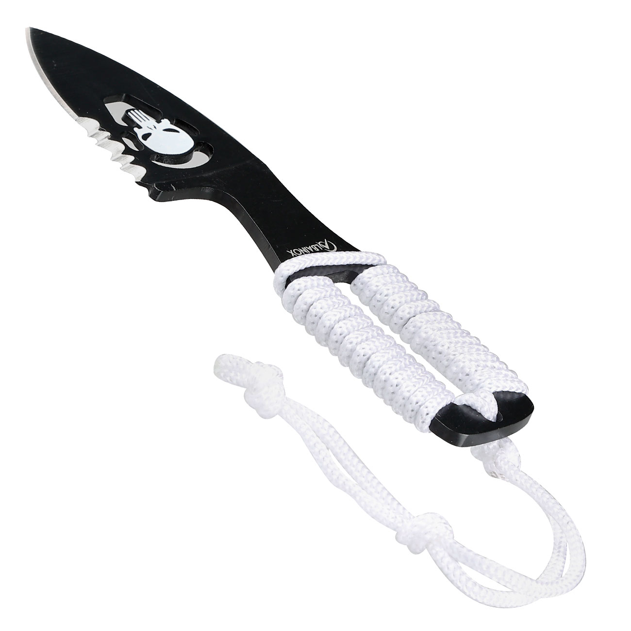 Neck Knife Skull schwarz/wei inkl. Kydexscheide mit Kordel Bild 2