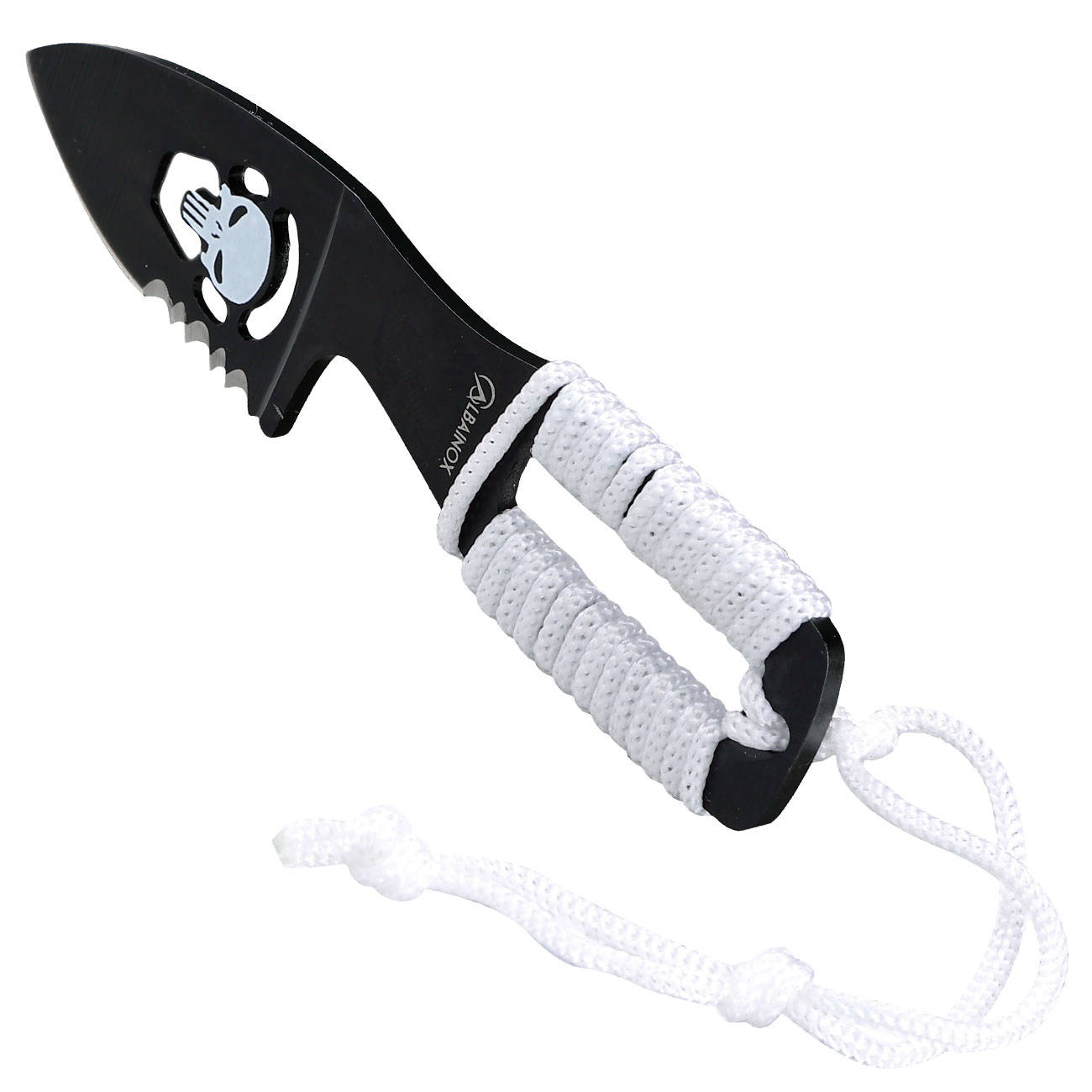 Neck Knife Skull schwarz/wei inkl. Kydexscheide mit Kordel Bild 6