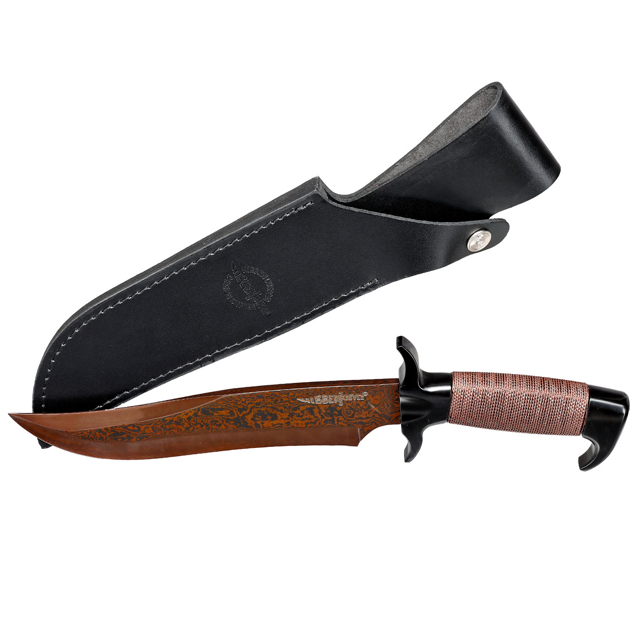 United Cutlery Bowiemesser Hellfyre Highlander Gil Hibben Damast inkl. Lederscheide Bild 3