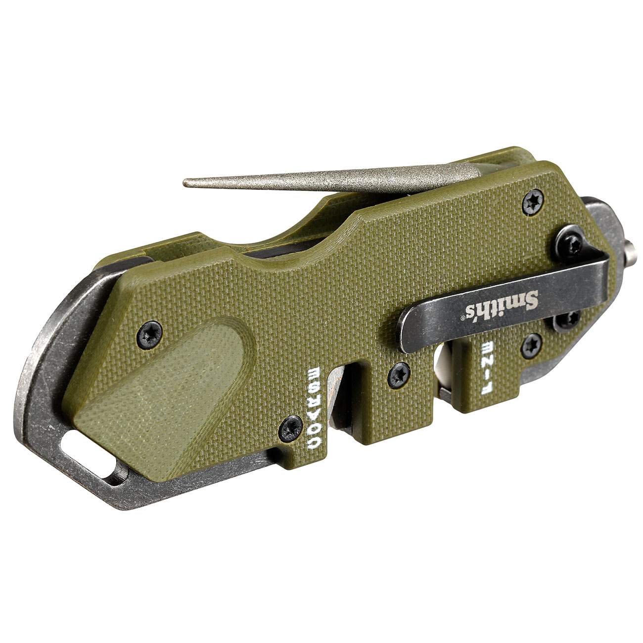Smith`s Messerschrfer Tactical Pocket Pal oliv inkl, Grtelclip und Glasbrecher Bild 3
