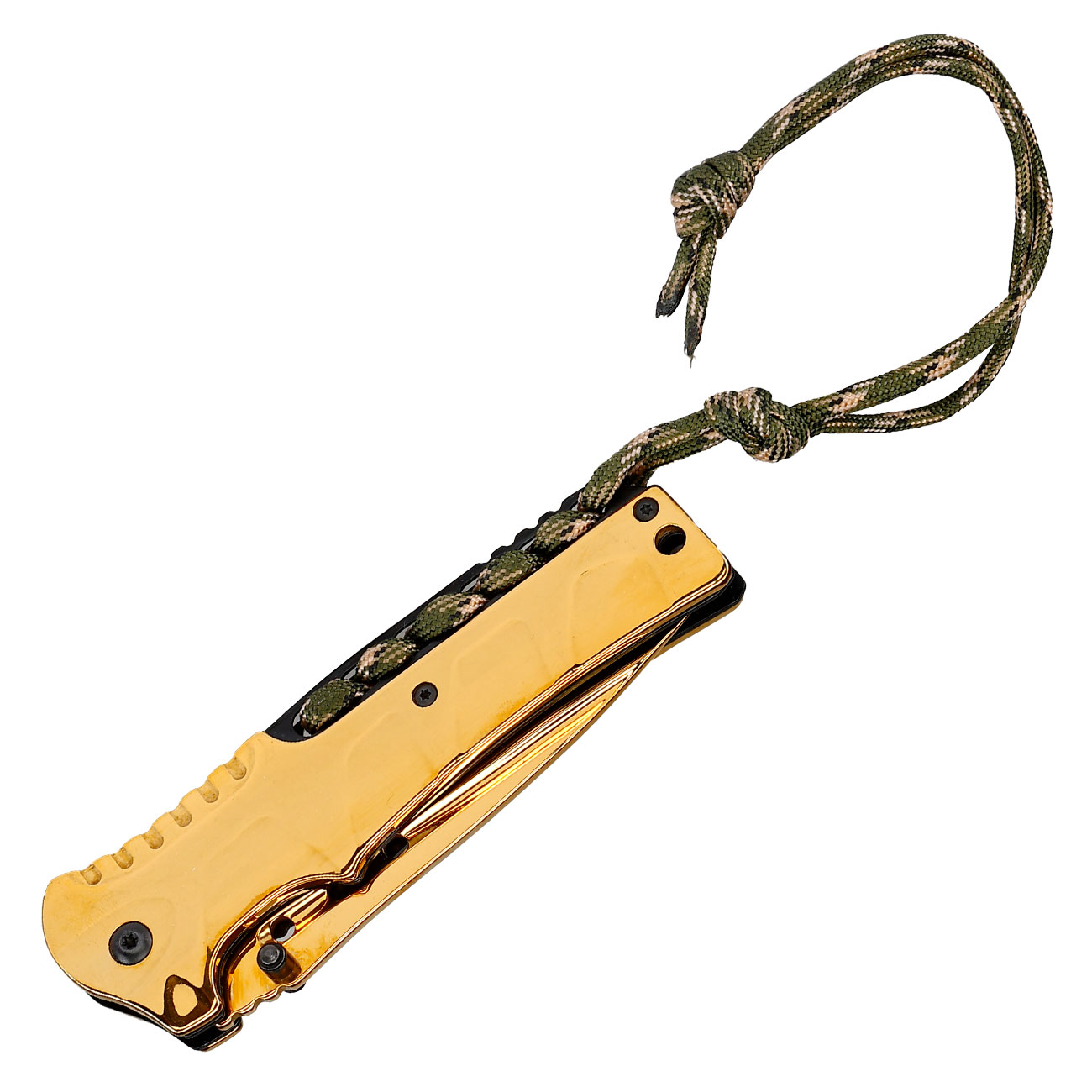 CJH Einhandmesser gold inkl. Grtelclip & Lanyard Bild 4