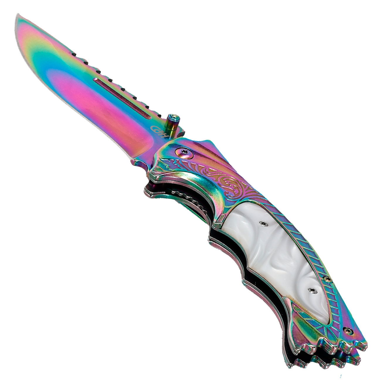 CJH Einhandmesser Shark rainbow inkl. Grtelclip Bild 2